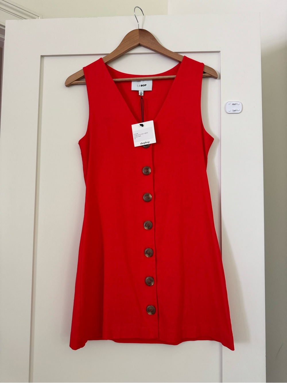 LE BOP Charlotte vest dress in Coral Red